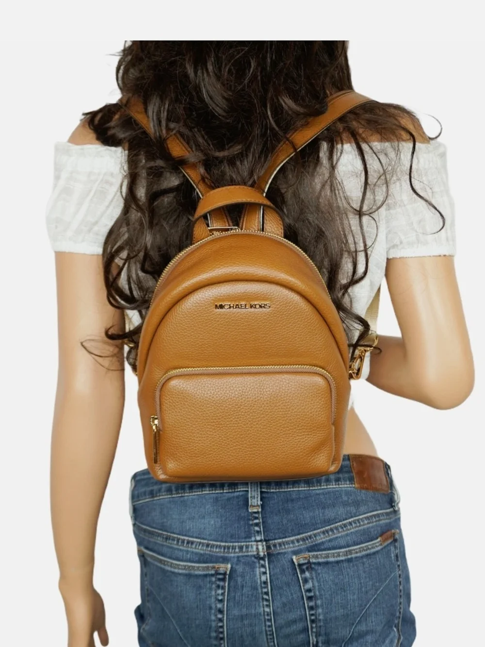 Michael Kors Small Monogram Logo Backpack in Charcoal Black